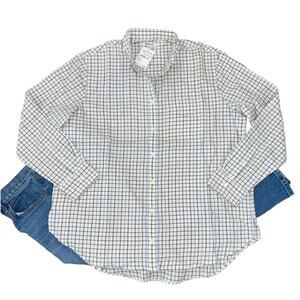 NWT Madewell Cream w/Blue/Burgundy/Brown Plaid Button Down Boyfriend Shirt - M